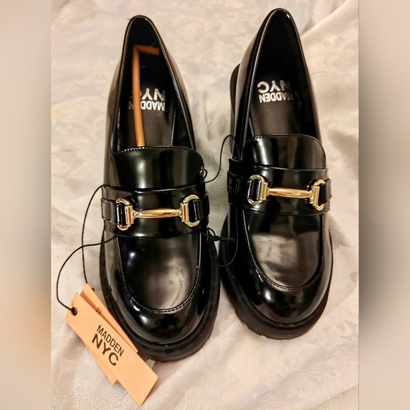 madden NYC Shoes - Madden NYC Lug Heel Penny Loafer Shoe Women's Black